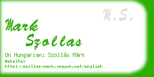 mark szollas business card