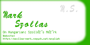 mark szollas business card